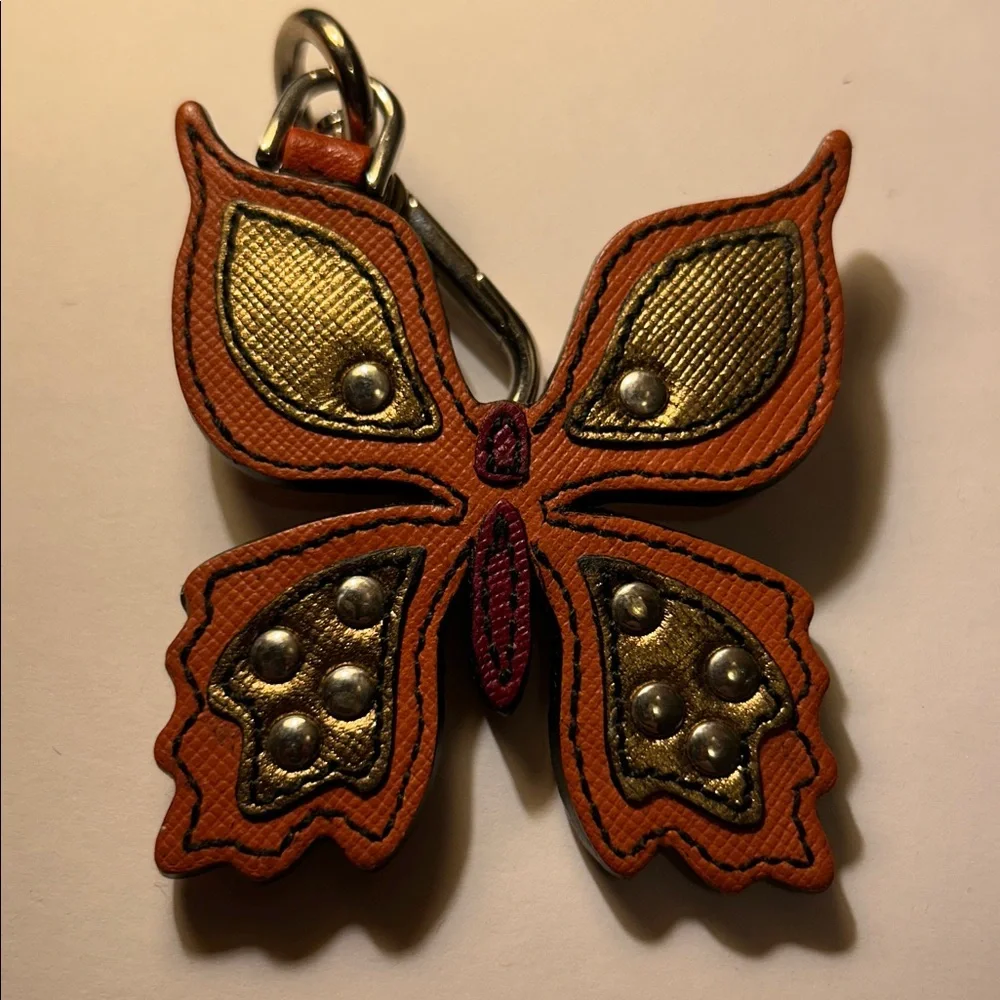 Prada Butterfly orange and gold Bag/Key Charm saffiano - Picture 4 of 5